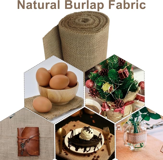 6" Wide Natural Burlap Fabric Roll - Image 7