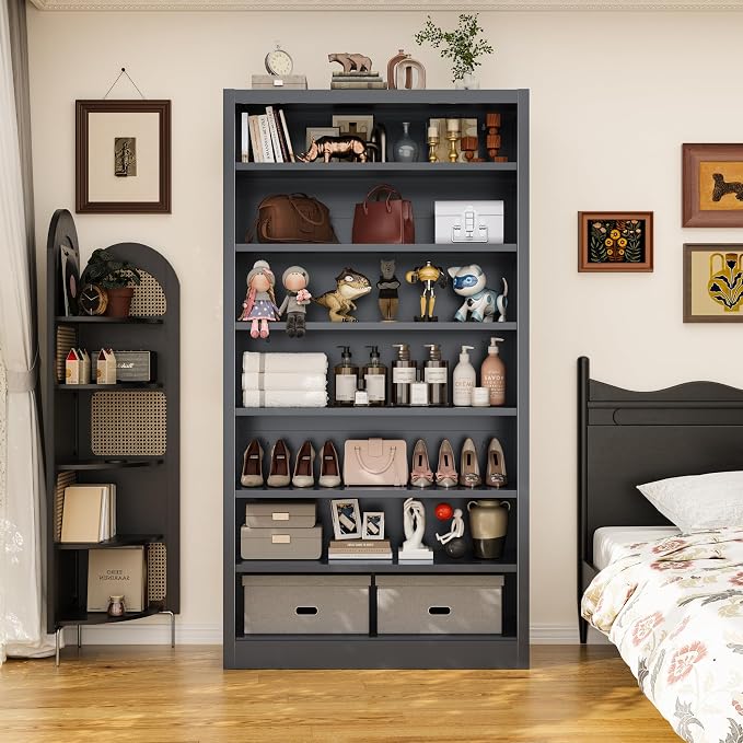 55" Storage Cabinet with 6 Adjustable Shelves, Metal Shelving Unit - Image 3