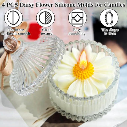 4 Pcs Daisy Flower Candle Molds, Silicone Molds - Image 2