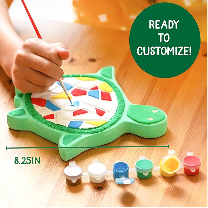 Creative Roots Mosaic Turtle DIY Stepping Stone Kit, Includes Ceramic Stone & 6 - Image 4