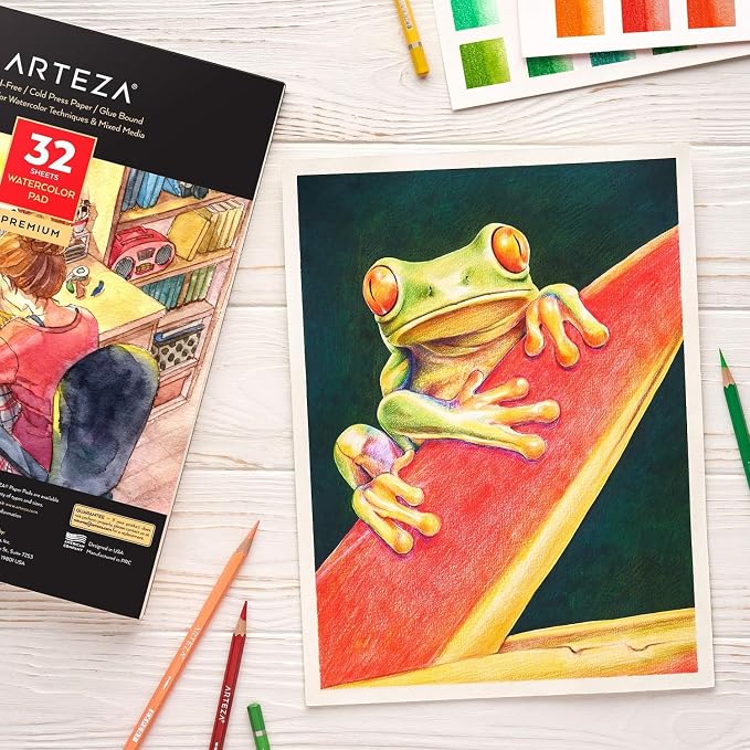 ARTEZA Watercolor Paper, 32 Sheets Each, 9x12 Inch Water Color Paper, - Image 6