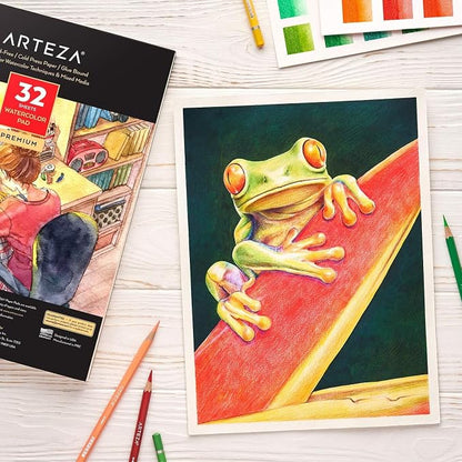 ARTEZA Watercolor Paper, 32 Sheets Each, 9x12 Inch Water Color Paper, - Image 6