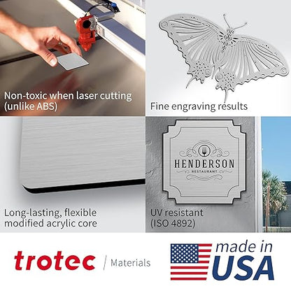 Trotec | Metallic Looking Acrylic Sheet | 12"x20"x1/8", Name Plate | USA Made - Image 3