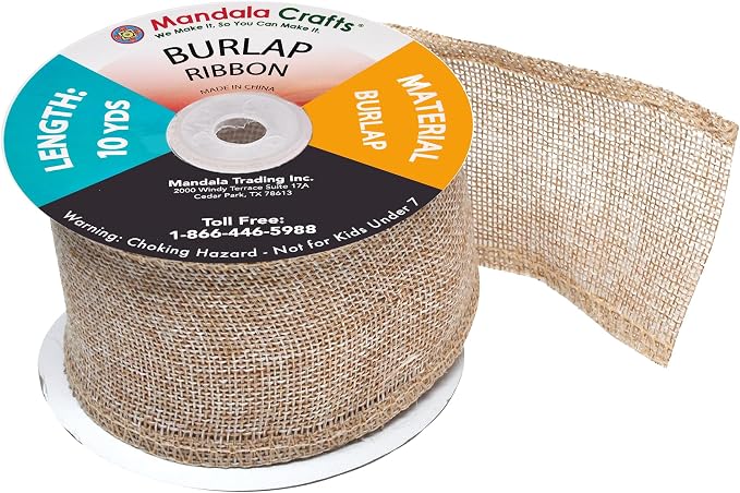 Mandala Crafts Natural Burlap Ribbon 2.5 Inches Wide Jute Ribbons - Image 4