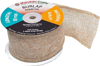 Mandala Crafts Natural Burlap Ribbon 2.5 Inches Wide Jute Ribbons - Image 4
