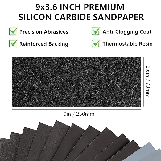 Sandpaper 6000 Grit, Wet Dry Sanding Sheets 9 x 3.6 Inch - Image 2