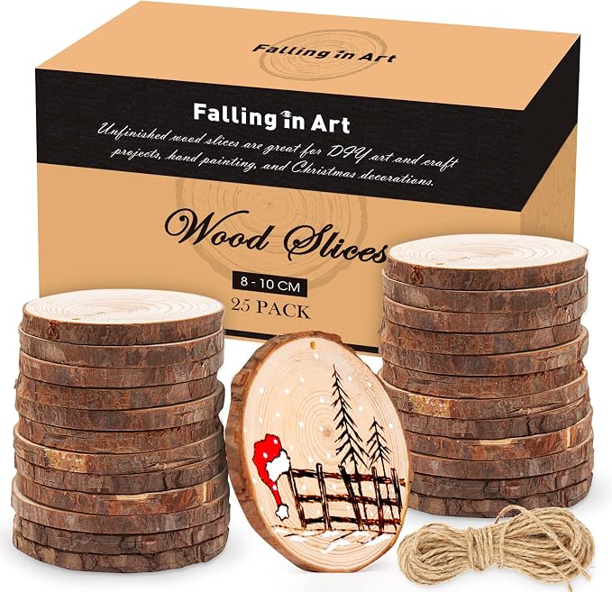 Falling in Art 3.1-4 Inches Natural Wood Slices Set by FallinginArt