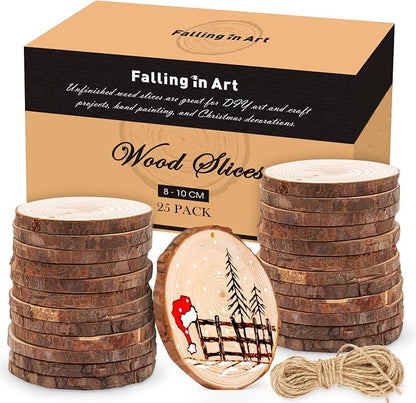 Falling in Art 3.1-4 Inches Natural Wood Slices Set by FallinginArt