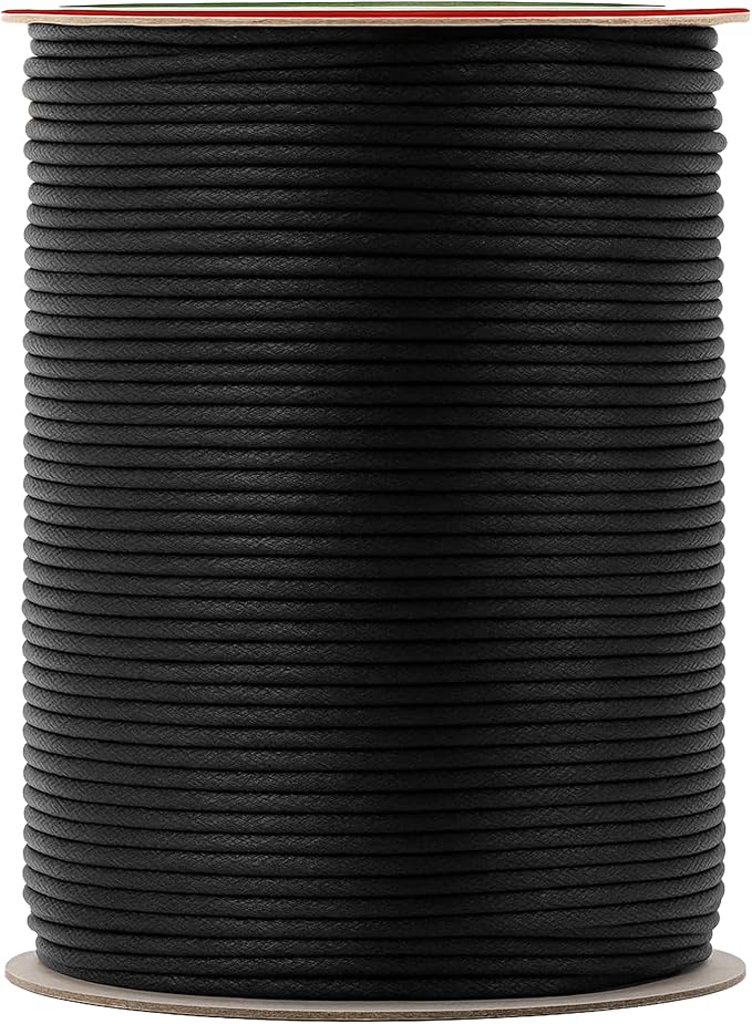 Mandala Crafts 2mm 109 Yards Black Cotton Waxed Cord by MandalaCrafts