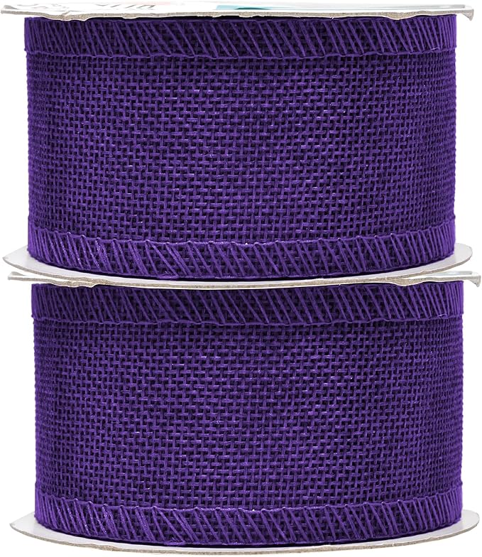 Mandala Crafts Purple Burlap Ribbon 2 Inches Wide Jute Ribbons - Image 2