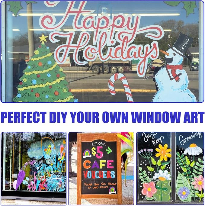 Window Chalk Markers for Cars Glass Washable, 16 Colors Jumbo Liquid Chalk - Image 6