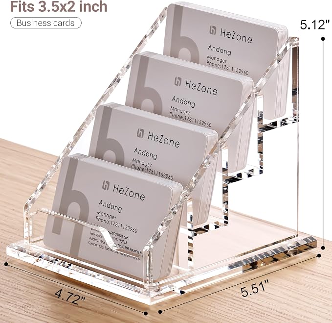 Acrylic Card Holder Clear Horizontal Business Card Organizer Stand - Image 5