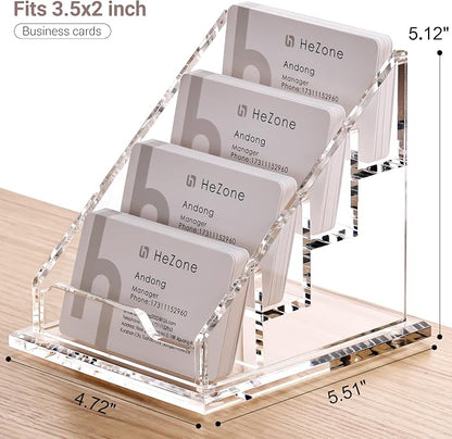 Acrylic Card Holder Clear Horizontal Business Card Organizer Stand - Image 5