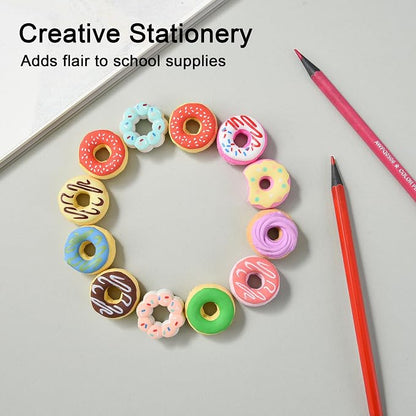 HILAZA Donut Erasers for Kids Bulk, 24 Pieces 3D Cute Fun Food Erasers for - Image 6