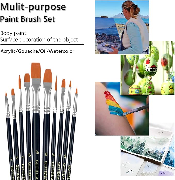 GOTIDEAL Paint Brush Set, Small Nylon Hair Brushes - Image 5