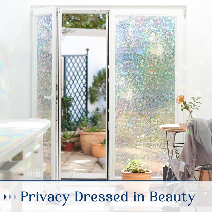 Haton Window Privacy Film, Rainbow Stained Glass Window Clings, 3D Decorative - Image 5