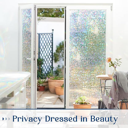 Haton Window Privacy Film, Rainbow Stained Glass Window Clings, 3D Decorative - Image 5