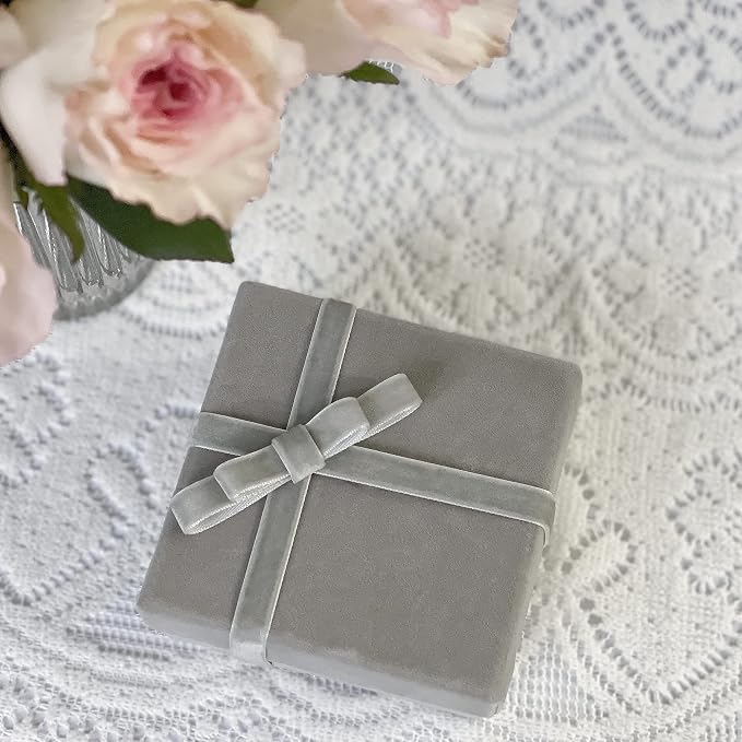 Vintage Silver Velvet Ribbon, 3/8 Inch X 25Yd - Image 8