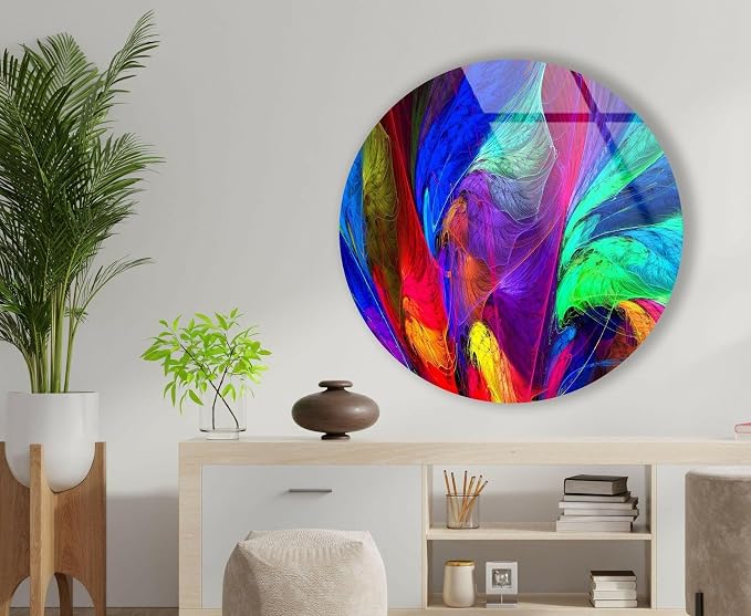 My Photostation.com 27.5'' Diameter Neon Colors Abstract Round Glass Wall Art - Image 4