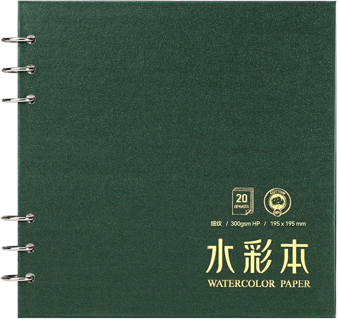 Lightwish Square Watercolor Journal, 100% Cotton, 300gsm/140lb, 20 Sheets Hot by LightwishArtSupplies