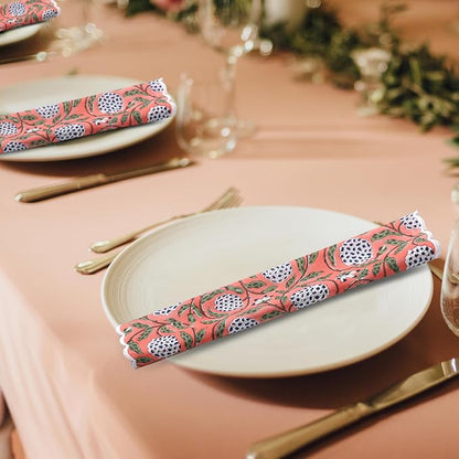 Ridhi Dark Salmon Pink Hand Block Print Napkins 18" x 18" Set of 4 Reusable - Image 7