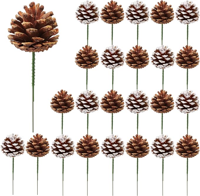 Fovths 24 Pieces Christmas Pine Cones Pick Pinecones Ornament Christmas Tree by Fovths