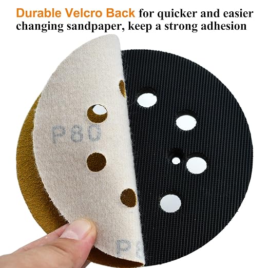 5-Inch 8-Hole Hook and Loop Sanding Discs 80-Grit Random Orbit Sandpaper - Image 4