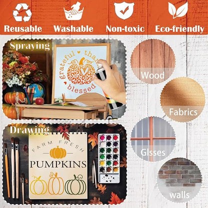 14 Pieces Fall Stencils for Painting on Wood Reusable Hello Pumpkin Stencil - Image 5