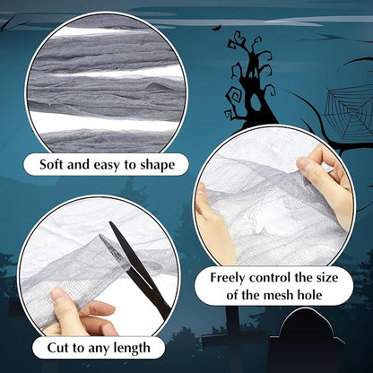Boao Halloween Cheese cloth 84.65 x 590.55 Inch Gray Cheesecloth Roll - Image 3