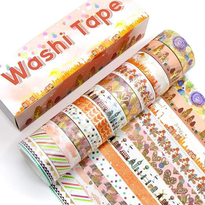 MPOPUUL Gold Foil Washi Tape Set 12 Rolls by YourBulletJournalFriends