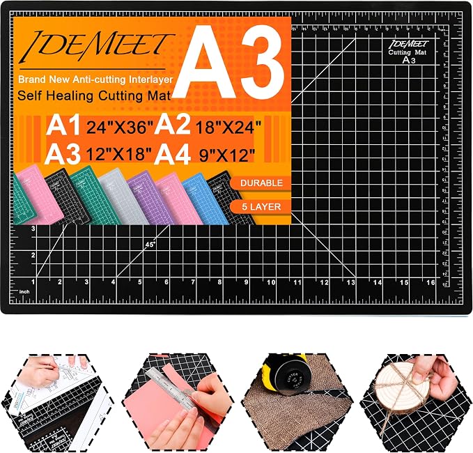 Density-upgraded 18"x12" Self Healing Cutting Mat, Idemeet Rotary Sewing Mat by IDEMEET