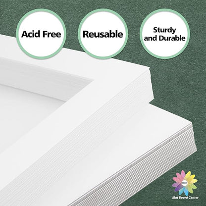 Mat Board Center, 11x14 for 8x10 White Picture Mat Sets - Image 9