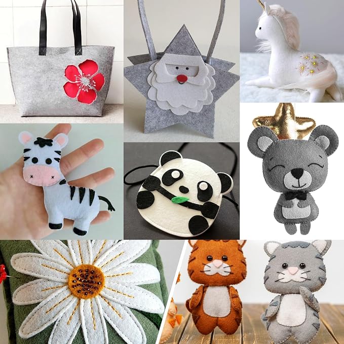 XSEINO 12 Rolls 8"x35" 1.4mm Thick Soft Felt Fabric Sheet 12 Assorted Black - Image 7