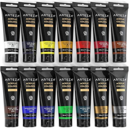 ARTEZA Acrylic Paint Set of 14 Colors, 4.06 Ounce Tubes, Non-Toxic Acrylic - Image 8