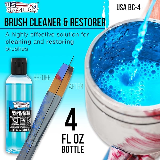 U.S. Art Supply Brush Cleaner and Restorer, 4 Ounce Bottle - Image 2