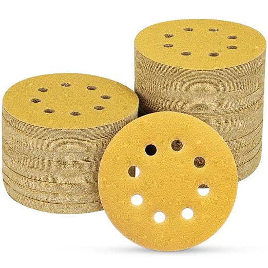 100PCS 5 Inch 8 Hole Sanding Discs 120 Grit by POTUINOM