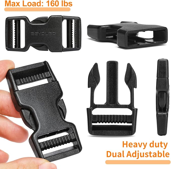 Buckles and Straps Set 1": 6 Yards of Thick Nylon Webbing, 12 Tri-Glide Slide - Image 3