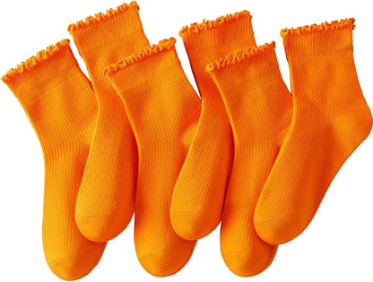 Hstyle 6 Pairs of Ruffle Socks Women, Cute Ruffle Ankle Socks by Hstyle