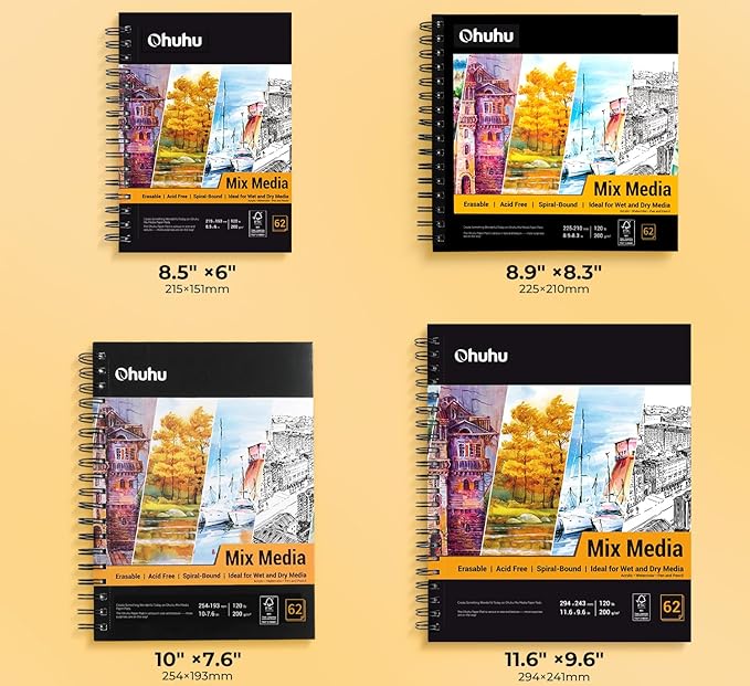 Mix Media Pad, Ohuhu Mixed Media Art Sketchbook, 120 LB/200 GSM Heavyweight - Image 5