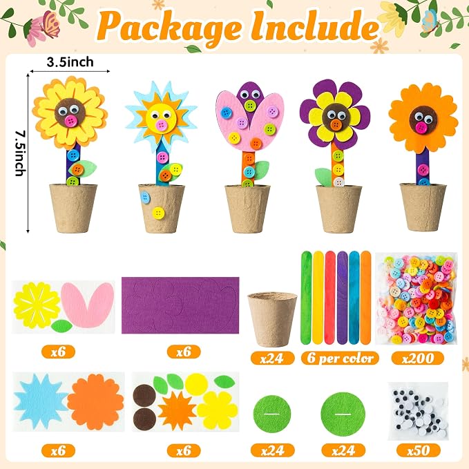 WATINC Mother's Day Spring Felt Flower Craft Kits - Image 2