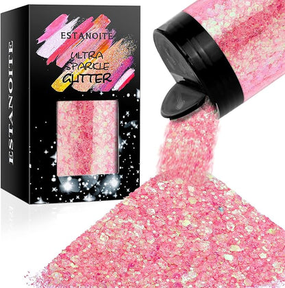 Iridescent Chunky Glitter 5.64oz/160g, Ultra Fine Glitter Powder Mixed Chunky by Estanoite