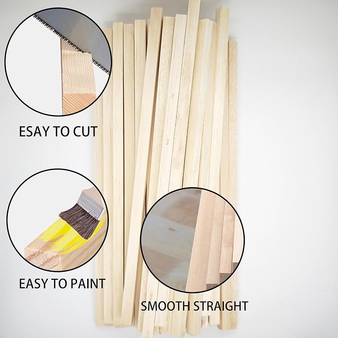 60pcs Dowel Rods 3/8 x 3/8 x 12 inch, Square Wood - Image 4