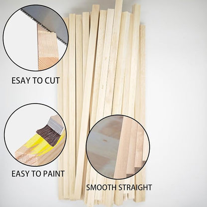 60pcs Dowel Rods 3/8 x 3/8 x 12 inch, Square Wood - Image 4