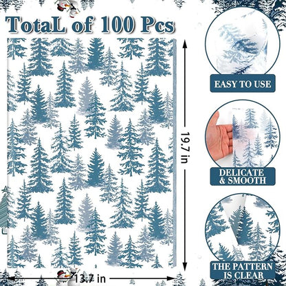 100 Sheets Christmas Tree Tissue Paper, 20x14in Forest Style Wrapping Tissue - Image 2