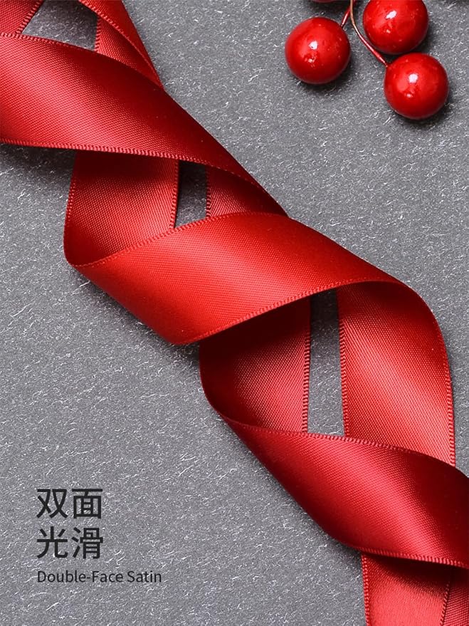 1-1/2" x 100 Yards Red Polyester Satin Ribbon Single Faced Fabric Ribbons - Image 6
