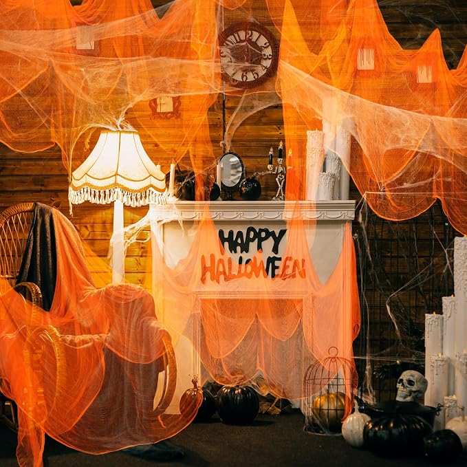 Boao Halloween Cheese cloth 85 x 197 Inch Orange Cheesecloth Roll - Image 5