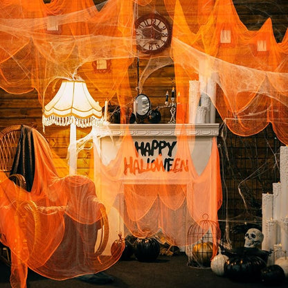 Boao Halloween Cheese cloth 85 x 197 Inch Orange Cheesecloth Roll - Image 5
