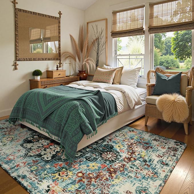 Lahome Bohemian Floral Medallion Area Rug - Image 2