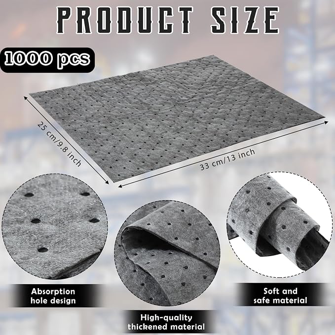 Hoolerry 500 Pcs Oil Absorbent Pads Weight Dimpled Pad Garage Accessories Water - Image 2