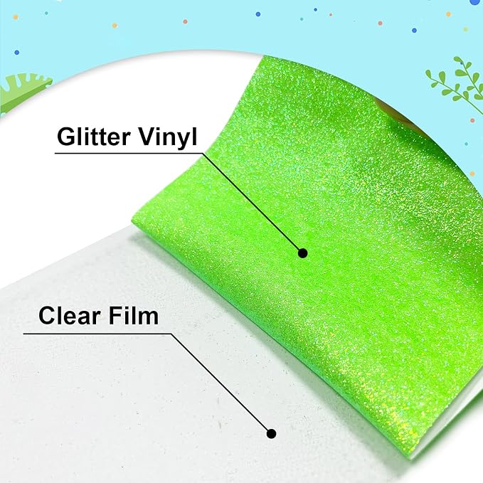 Fluorescent Green Glitter HTV Heat Transfer Vinyl 12" x6FT Glitter Vinyl - Image 2